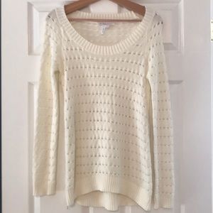 BCBG White Sweater w/ Gold Zippers